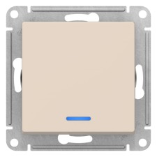 Выключатель SE ATLASDESIGN, 10 А, 1 клавиша, IP20, скрытый, с подсветкой, бежевый, ATN000213