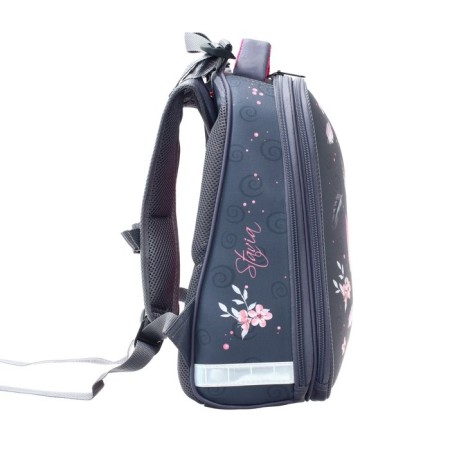 School backpack 38 x 30 x 16 cm, ergonomic back, stavia "flamingo" multicolor/gray-4