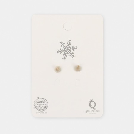 Earrings "mittens" hanging, red-white color in gold-4