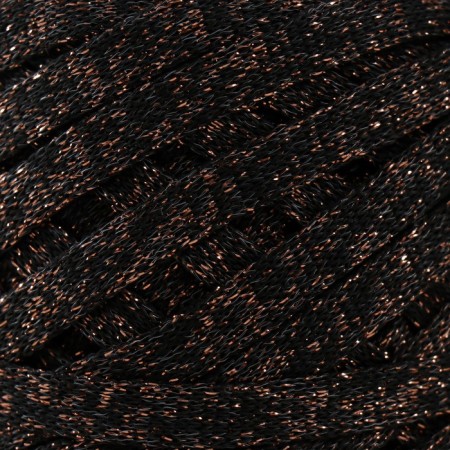 Knitted yarn "Ribbon" with Lurers 85m/170 ± 5 g (black, lurex: bronze)-2