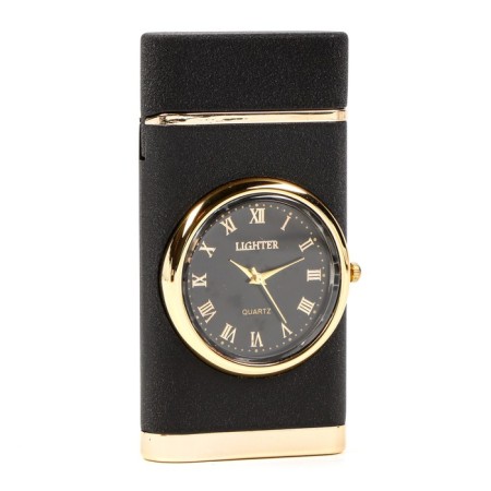 Gas lighter "style", piezo, with a clock, with backlight, black-1