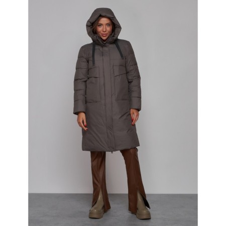Coat insulated winter female, size 42, dark gray color-4