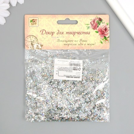 Sequins Plastic "Silver Sparks" 0.4 cm, set 12 g,-4