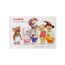 Альбом для рисования акварелью А4, 20 листов, на гребне, "Друзья-игрушки", обложка мелованный картон, твёрдая подложка, блок акварельная бумага 200 г/м2, ГОЗНАК СПБ