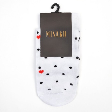 Women's socks minku "points and hearts", white color, size 36-37 (23 cm)-2