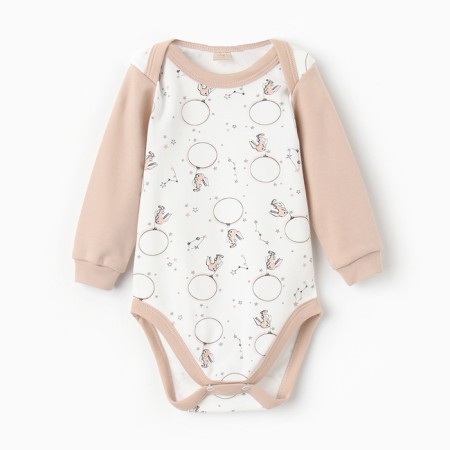 Body with a long sleeve, beige color/hares, height 74