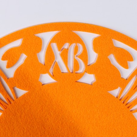 HB napkin "hares", for serving, orange color, felt, 28 cm x 28 cm-3