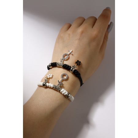 Bracelets "Demetrons" female, masculine principle, black and white color, 7cm-1