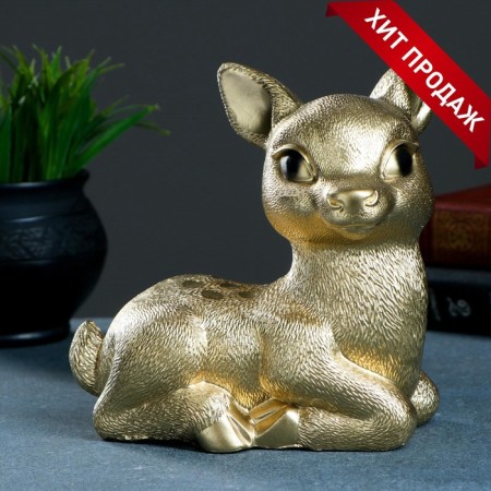 New Year's piggy bank "deer" gold 17x10x18cm-5