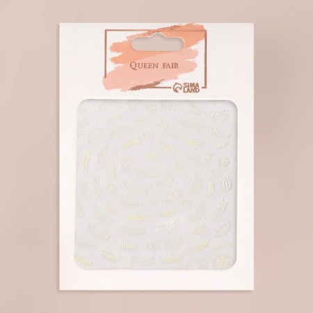 Nail stickers "Air feathers", fluorescent, white color-3