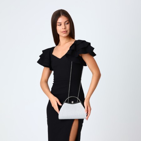 Female bag on farmar, silver color-5