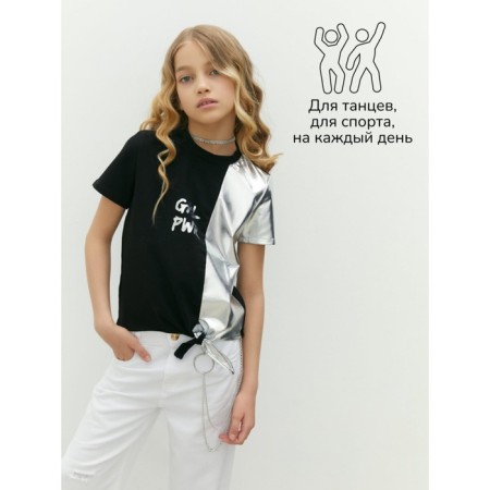 T -shirt Children's Amarobaby Gloss, height 140 cm, black color/silver-4