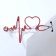 Brooch "Stetoscope" cardiogram, red color in silver