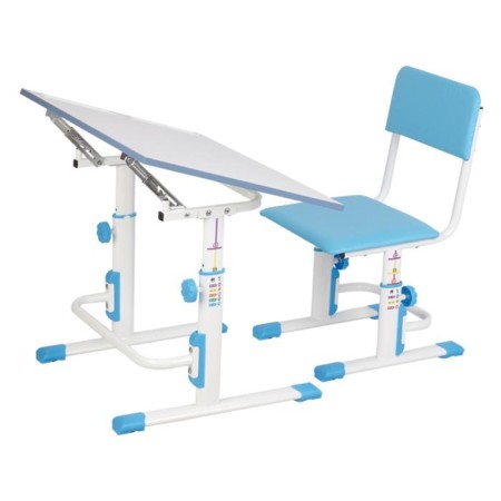 Set Polini Kids growing desk-transformer + adjustable stool, white-blue color-3