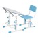 Set Polini Kids growing desk-transformer + adjustable stool, white-blue color