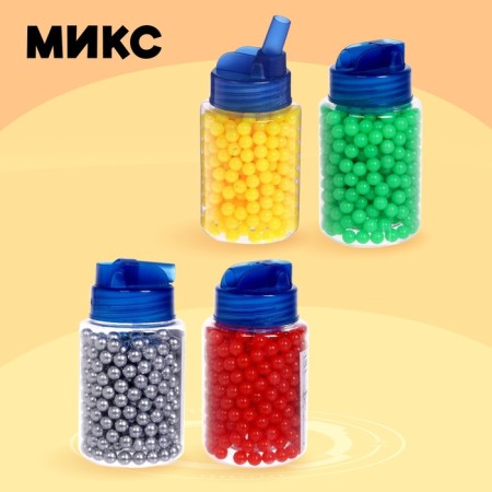Plastic bullets 6 mm in a jar, 400 pieces, mix-2