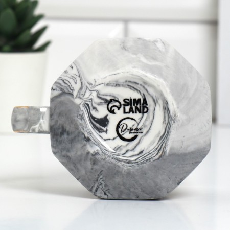 Ceramic "Happiness" mug, 350 ml, gray color-4