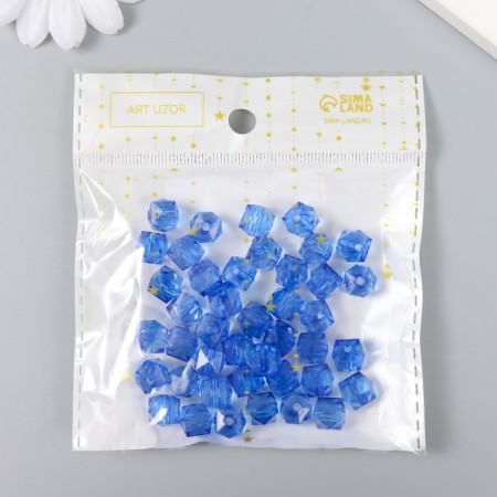 Plastic beads "Crystal polyhedron. Blue dust" Transparent set 20 g 1x1x1 cm-2