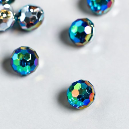 Buttons plastic for creativity 1 puncture "ball holography. Blue-green" set 12 pcs d = 1.2 cm 785543