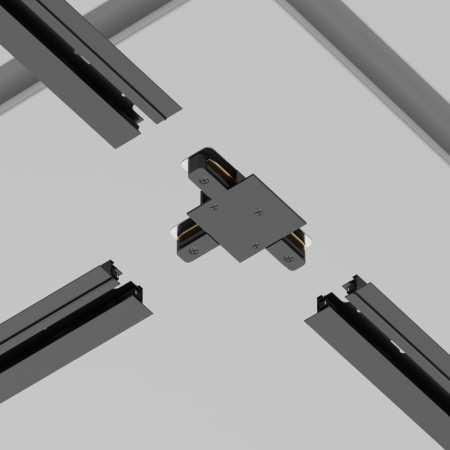 Connector T-shaped for the built-in track system Technical TRA002CT-11B, 13x9.5x2 cm, black color-5