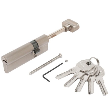 Cylinder mechanism standard MAX, 90 mm (60x30S), 5 keys, key/rod, matte nickel