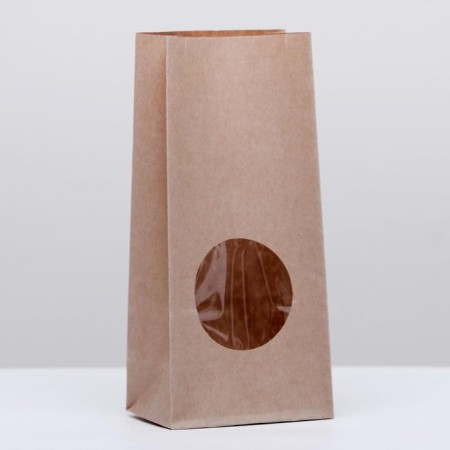 Craft package Paper beam, single -layer, with a window, rectangular bottom 8 (5) x 5 x 17 cm