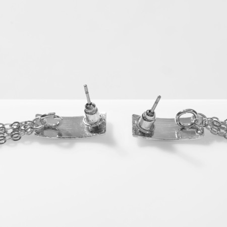 Hanging earrings "style" chains, color silver-1