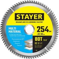 Диск пильный STAYER 3685-254-32-80, по алюминию, пластику, 80T, 254 х 32/30 мм