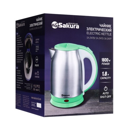 Electric kettle Sakura SA-2147G, metal, 1.8 l, 1800 watts, green-11