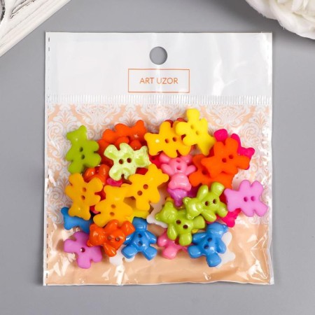 Buttons plastic for creativity 2 punctures "bears" set 36 pcs 1.6x1.9 cm-3