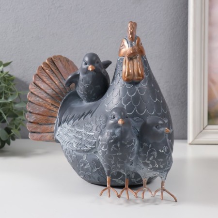Polystone souvenir "Kurochka with three chickens" 22x17x22 cm-3