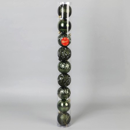 Set of balls plastic D-8 cm, 9 pcs "Silva Assorted" Green-1