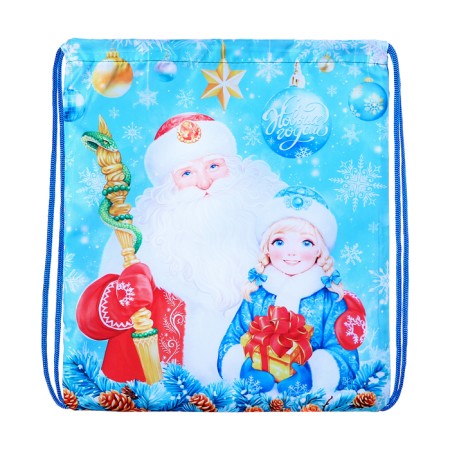 New Year. Bag for sweets 290 x 340 mm "Santa Claus and Snow Maiden" (soft polyester density 210d)-1