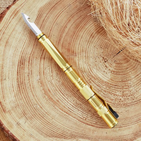 Hand-glass pen with whistle and knife 16cm