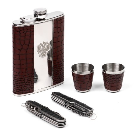 Gift set 5 in 1 "reptile": flask 240 ml, 2 knives 7V1, 2 glasses, 17 x 23 cm