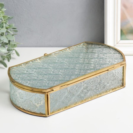 Casket glass with a metal frame "Pattern" gold 5.5x13.5x24.5 cm-3