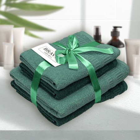 Set of towels "Pamir", size 50x80 cm - 2 pcs, 70x130 cm - 2 pcs, green color