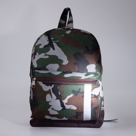 Baby backpack on lightning, external pocket, reflective strip, camouflage color/green-4