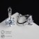 Earrings with bloom rhinestones, white color in silver