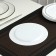 Plastic disposable plastic, 19 cm, round, flat, white color with a golden pocket