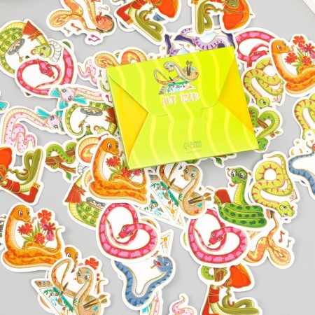 Stickers for creativity "Cartoon snakes" embossing gold set 48 pcs 9x7x0.8 cm-6