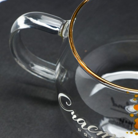 Glass mug “Happiness is nearby. Tender mimosa ", 400 ml-2