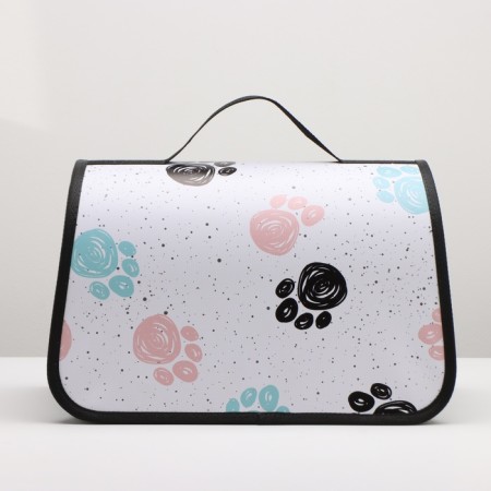 Bag - Frame Animal Carriage, 40 x 25 x 25 cm, white with paws-1