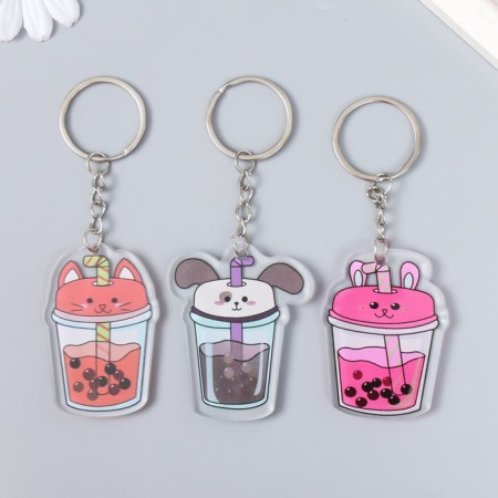 Acryl keychain "Tea drink with balls" mix 5x5.7 cm