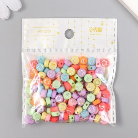 A set of beads for creativity plastic "Hearts and stars" Color 20 g 0.4x0.7x0.7 cm-4