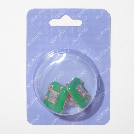 Emall earrings Xuping squares, white-green color in gold-5
