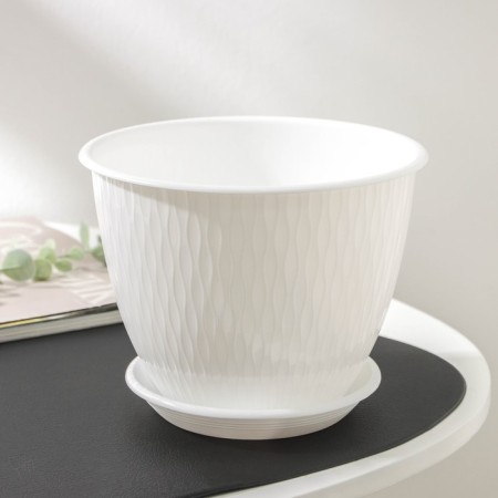 Flower pot with the pallet "Corsica", 1.8 l, d = 17, white color-1
