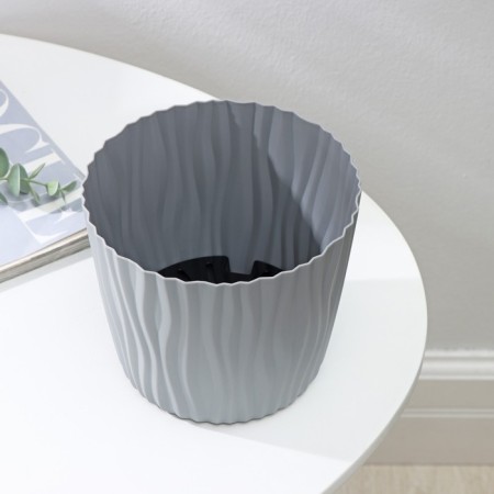 Kashpo for flowers with an insert “wave”, 2 l, d = 16 cm, h = 13.5 cm, color gray color-3