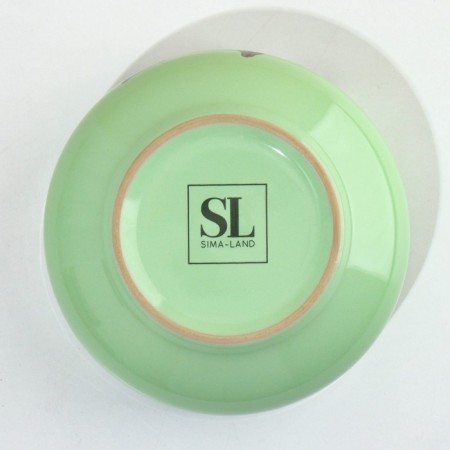 Deep plate ceramic Lemon Flowers, 14.5 cm, 550 ml, green color-3