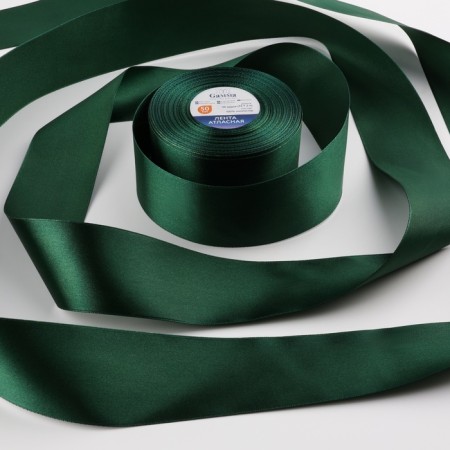 Satin ribbon, 50 mm × 33 ± 2 m, color dark emergency No. 036